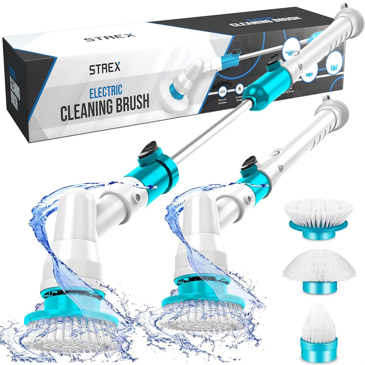 Strex Elektrische Schoonmaakborstel - Draadloze Schrobborstel - Schrobber - 3 Opzetstukken - Telescoopsteel - Poetsmachine Met Krachtige Accu 3 Strex Elektrische Schoonmaakborstel - Draadloze Schrobborstel - Schrobber - 3 Opzetstukken - Telescoopsteel - Poetsmachine Met Krachtige Accu