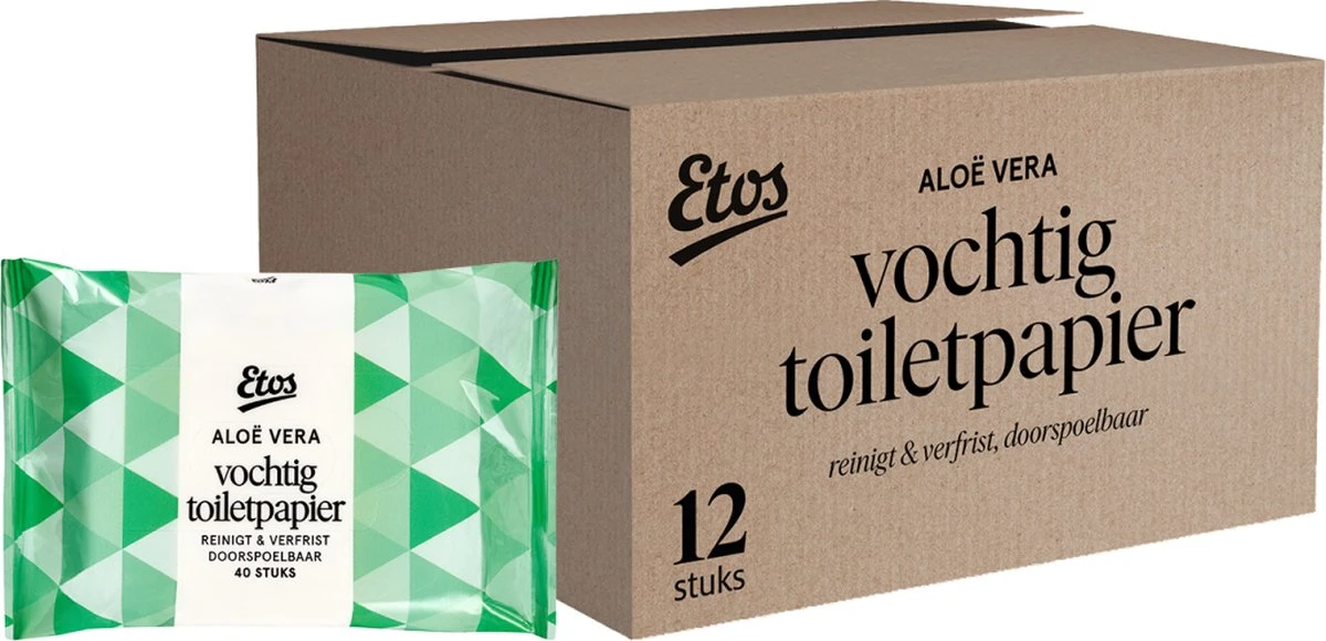 Etos Vochtig Toiletpapier – Aloë Vera – 480 Stuks (12 X 40) - Megabox 3 Etos Vochtig Toiletpapier – Aloë Vera – 480 Stuks (12 X 40) - Megabox