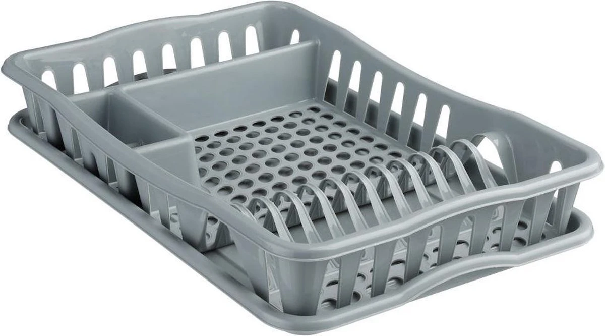 Merkloos Decopatent® Afdruiprek Voor Afwas - Afdruiprekje Met Lekbak - Kunststof Afdruipmat - Afwassen Borden & Bestek - 32.5x49x9 - Grijs 4 Merkloos Decopatent® Afdruiprek Voor Afwas - Afdruiprekje Met Lekbak - Kunststof Afdruipmat - Afwassen Borden & Bestek - 32.5x49x9 - Grijs - Afbeelding 2