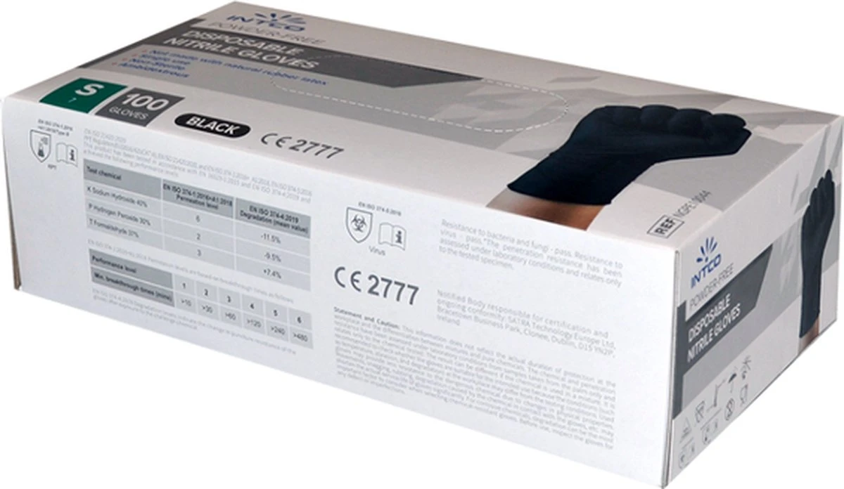 Intco Nitril Handschoenen - Latex Vrij - Zwart - 100 Stuks - Maat Small 7 Intco Nitril Handschoenen - Latex Vrij - Zwart - 100 Stuks - Maat Small - Afbeelding 5