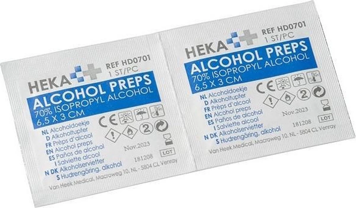 HEKA Alcoholdoekjes - 100 Stuks 5 HEKA Alcoholdoekjes - 100 Stuks - Afbeelding 3