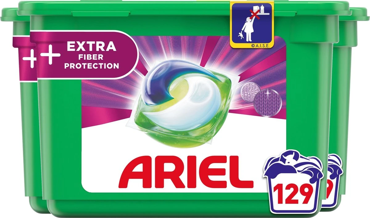 Ariel All In 1 Wasmiddel Pods +Vezelbescherming - 3x43 Wasbeurten - Voordeelverpakking 3 Ariel All In 1 Wasmiddel Pods +Vezelbescherming - 3x43 Wasbeurten - Voordeelverpakking