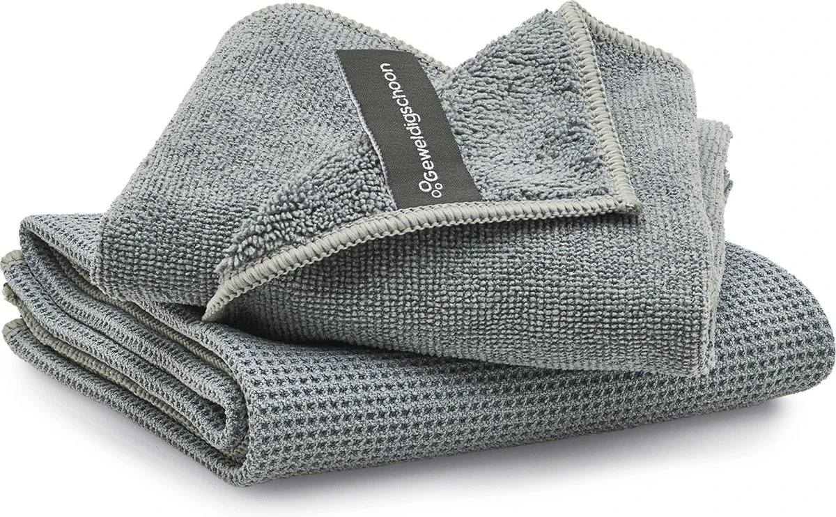 Geweldigschoon Grijze Microvezel Raamdoekenset Bestaande Uit 1 Schoonmaakdoek + 1 Droogdoek (raamdoeken, Raamset) 3 Geweldigschoon Grijze Microvezel Raamdoekenset Bestaande Uit 1 Schoonmaakdoek + 1 Droogdoek (raamdoeken, Raamset)