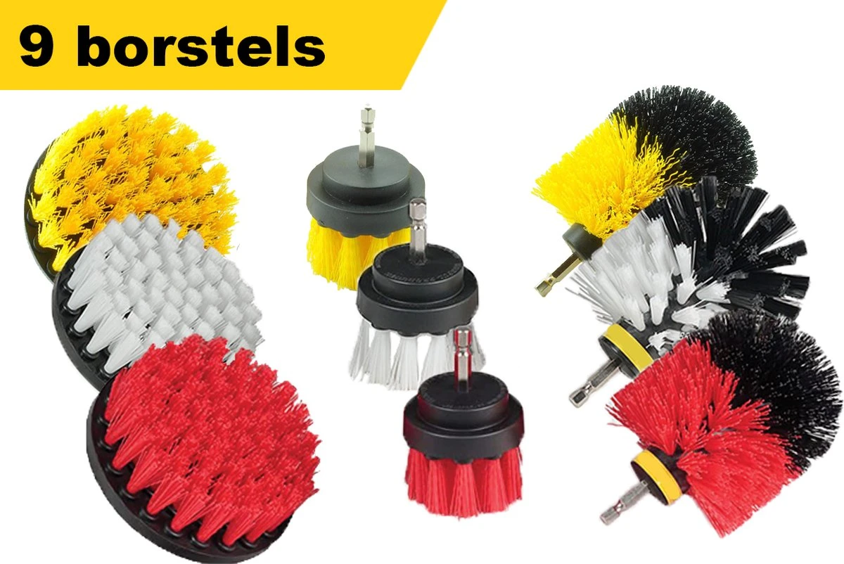 Kibani 9 Delige Borstelset Voor Boormachine - Wit, Rood, Geel - Voor Wielen, Tapijt, Bekleding, Beton En Steen | Schrobborstel – Boorborstel – Schuurborstel - Borstel Boormachine – Schoonmaakborstel – Reinigingsborstel – Tapijtreiniger - Borstelset 3 Kibani 9 Delige Borstelset Voor Boormachine - Wit, Rood, Geel - Voor Wielen, Tapijt, Bekleding, Beton En Steen | Schrobborstel – Boorborstel – Schuurborstel - Borstel Boormachine – Schoonmaakborstel – Reinigingsborstel – Tapijtreiniger - Borstelset