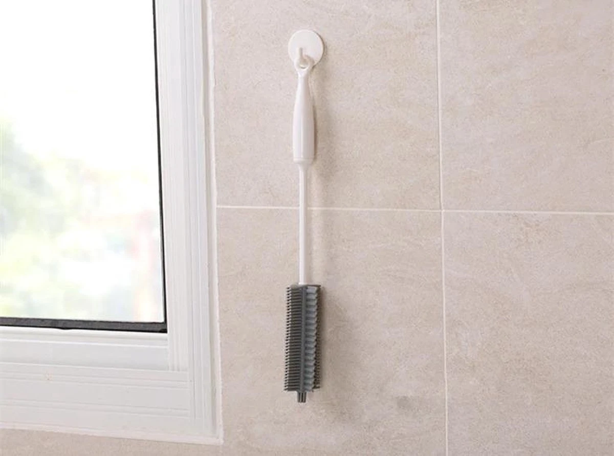 Merkloos Flessenborstel - Siliconen - Schoonmaak - Baby - Bidon - Dopper - Flessen - Reiniger - Wit - Grijs - Glazen - Borstel 6 Merkloos Flessenborstel - Siliconen - Schoonmaak - Baby - Bidon - Dopper - Flessen - Reiniger - Wit - Grijs - Glazen - Borstel - Afbeelding 4