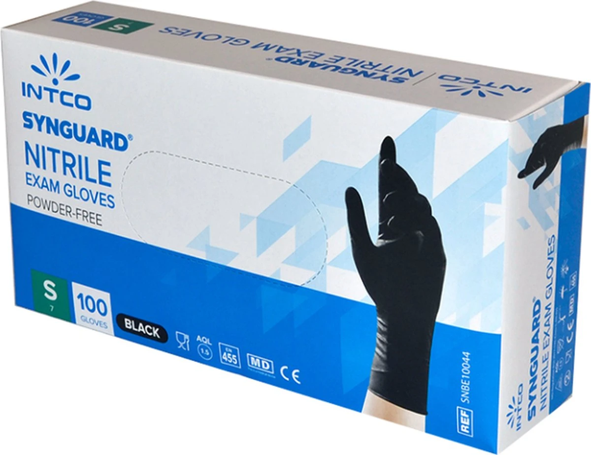 Intco Synguard Nitril Examination Gloves - 100 Stuks - Zwart - Poedervrij - Latex Vrij - Niet Steriel - Maat S 5 Intco Synguard Nitril Examination Gloves - 100 Stuks - Zwart - Poedervrij - Latex Vrij - Niet Steriel - Maat S - Afbeelding 3