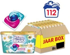 Frisse Reus Power Caps Lotus Amandel Wascapsules - Wasmiddel Capsules - Voordeelverpakking - 8 X 14 Wasbeurten -Schoonmaakartikelen Winkel 1200x931