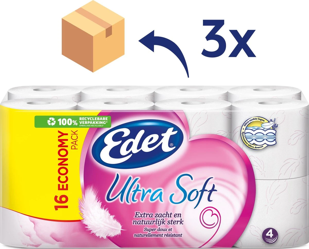 Edet Ultra Soft Wc Papier - 4-laags - 48 Rollen 4 Edet Ultra Soft Wc Papier - 4-laags - 48 Rollen - Afbeelding 2