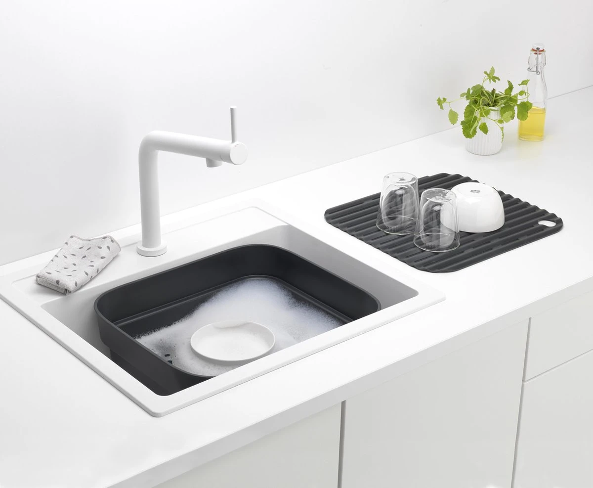 Brabantia SinkSide Afwasbak Vierkant - Met Afdruipschaal - Dark Grey 4 Brabantia SinkSide Afwasbak Vierkant - Met Afdruipschaal - Dark Grey - Afbeelding 2