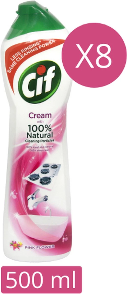 CIF Cream Pink Flower - 8 X 500 Ml - Schuurmiddel - Voordeelverpakking 3 CIF Cream Pink Flower - 8 X 500 Ml - Schuurmiddel - Voordeelverpakking