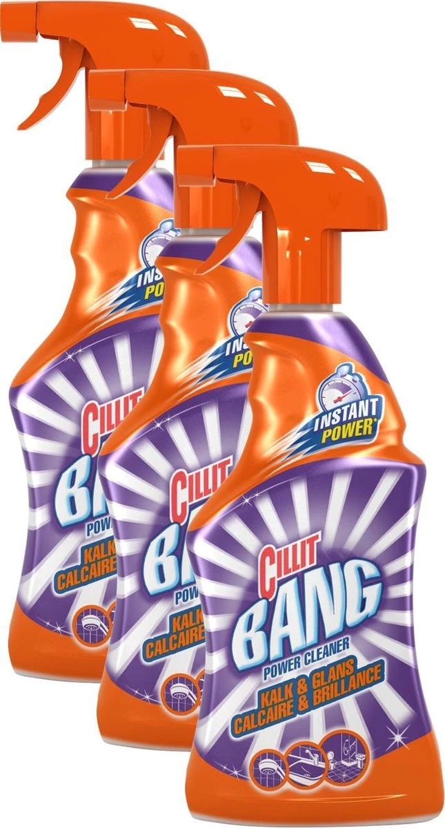 Cillit Bang Power Cleaner Spray - Allesreiniger - Kalk & Glans - 3x 750 ML - Voordeelpak 3 Cillit Bang Power Cleaner Spray - Allesreiniger - Kalk & Glans - 3x 750 ML - Voordeelpak