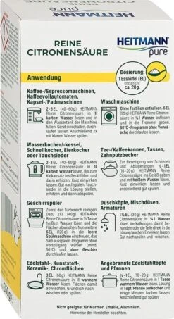 HEITMANN Pure Ontkalker- Citroenzuur Ontkalker, Natuurvriendelijke Kalkreiniger Voor Een Hygiënische Reiniging - Poeder, 1x 350 G 12 HEITMANN Pure Ontkalker- Citroenzuur Ontkalker, Natuurvriendelijke Kalkreiniger Voor Een Hygiënische Reiniging - Poeder, 1x 350 G -Schoonmaakartikelen Winkel 654x1200 1