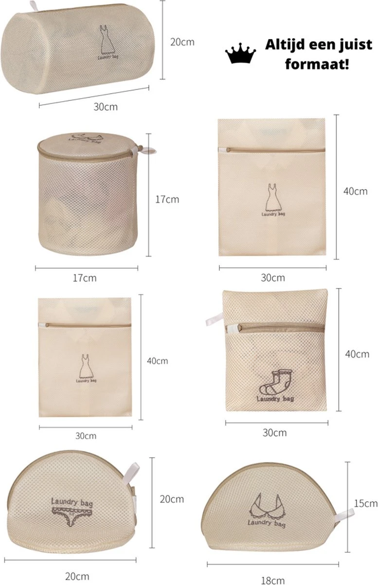 V&P Black Crown Waszakken Set Met Rits - Wasnet - Waszak - Waszakken Set Van 7 Voor Wasgoed - Waszakje Lingerie - Waszak Bh - Divers Delicaat Wasgoed - Wasnet Groot - Wasmachine Zakjes - Laundry Bag Set 6 V&P Black Crown Waszakken Set Met Rits - Wasnet - Waszak - Waszakken Set Van 7 Voor Wasgoed - Waszakje Lingerie - Waszak Bh - Divers Delicaat Wasgoed - Wasnet Groot - Wasmachine Zakjes - Laundry Bag Set - Afbeelding 4