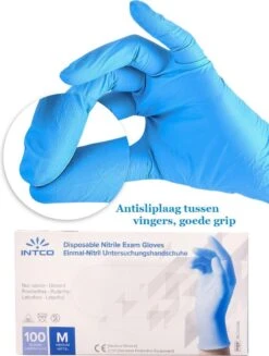 Intco Nitril Handschoenen - 100 Stuks Nitril Wegwerp Handschoenen - Poedervrij, Latexvrij - Onderzoekshandschoenen - Maat: M - Blauw 10 Intco Nitril Handschoenen - 100 Stuks Nitril Wegwerp Handschoenen - Poedervrij, Latexvrij - Onderzoekshandschoenen - Maat: M - Blauw -Schoonmaakartikelen Winkel 907x1200