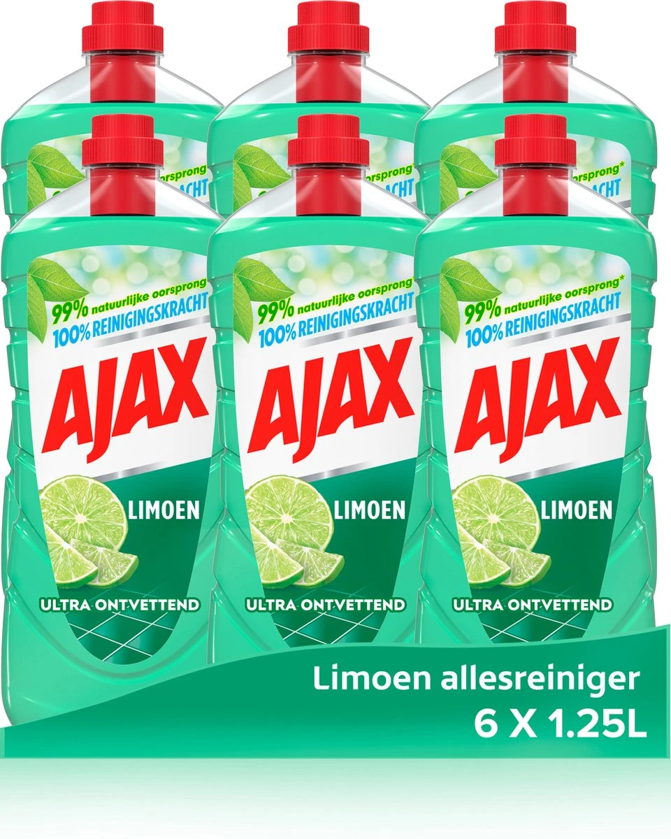 Ajax® Ajax Allesreiniger Limoen 6 X 1.25L - Voordeelverpakking 3 Ajax® Ajax Allesreiniger Limoen 6 X 1.25L - Voordeelverpakking