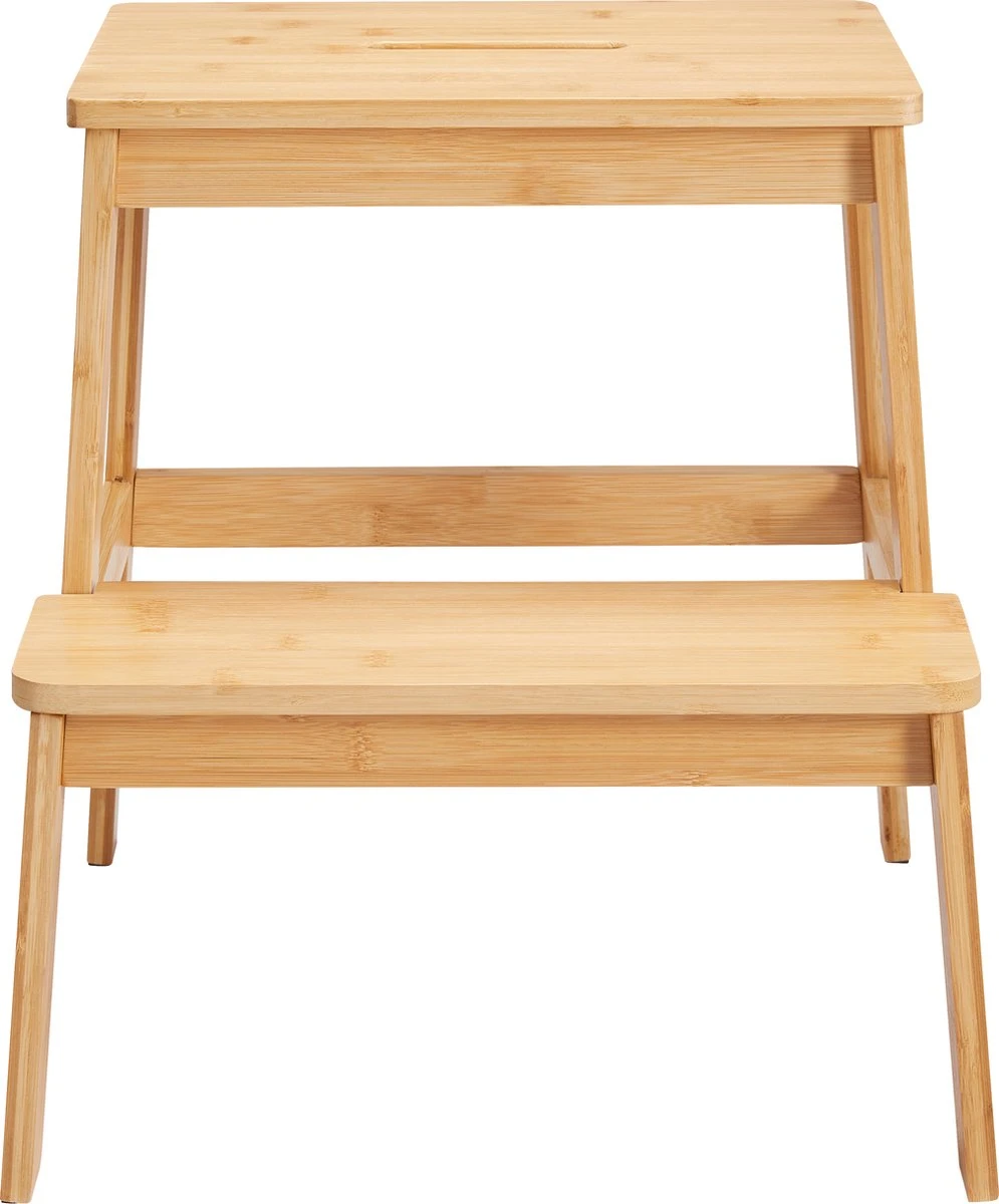 ACAZA Krukje In 2 Niveaus - Houten Opstapje - Bruin 4 ACAZA Krukje In 2 Niveaus - Houten Opstapje - Bruin - Afbeelding 2
