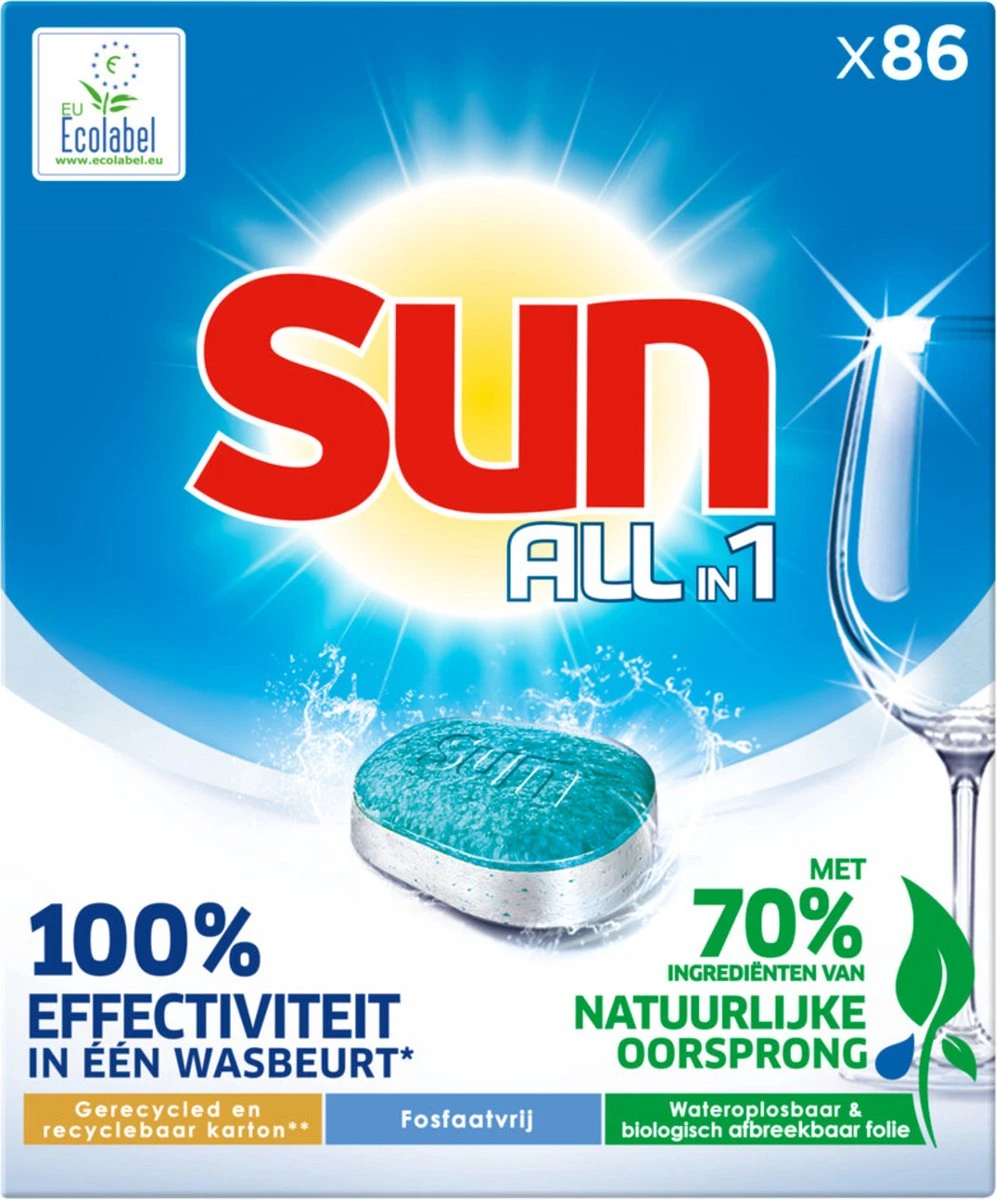SUN® Sun Vaatwastabletten All-in-1 Normaal - 86 Stuks 3 SUN® Sun Vaatwastabletten All-in-1 Normaal - 86 Stuks