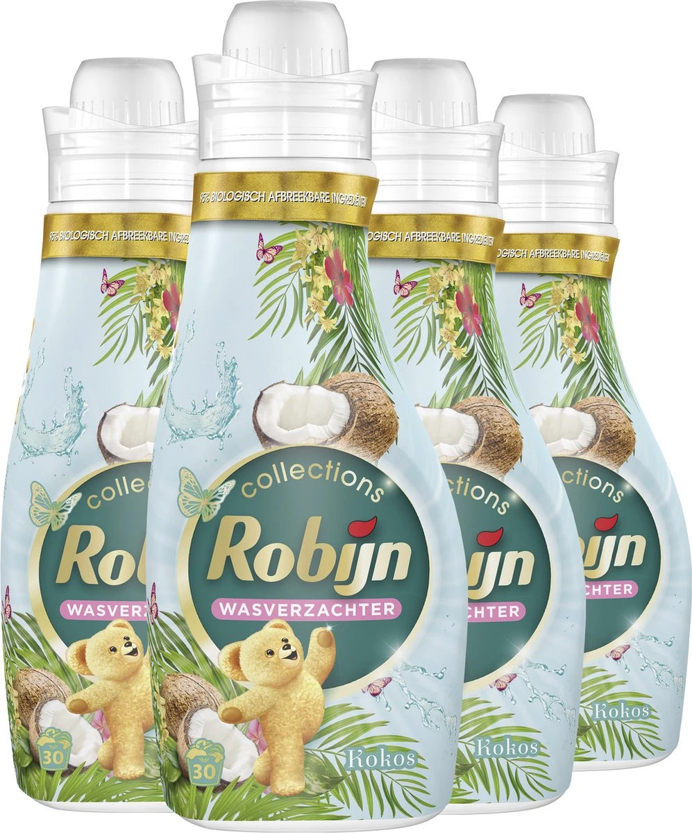 Robijn Collections Kokos Wasverzachter - 4 X 30 Wasbeurten - Voordeelverpakking 4 Robijn Collections Kokos Wasverzachter - 4 X 30 Wasbeurten - Voordeelverpakking - Afbeelding 2